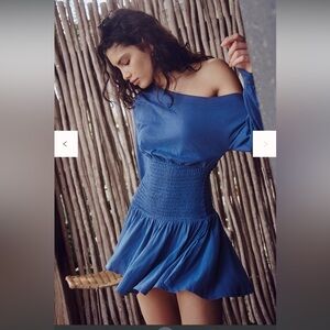 Free People Scorching Hot Long Sleeve Mini Dress, Siesta Seas, NWT, M & L